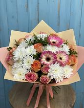 Букет цветов из:  Розы, Герберы и Хризантемы #REPLACE_PRED# Мариинском Посаде