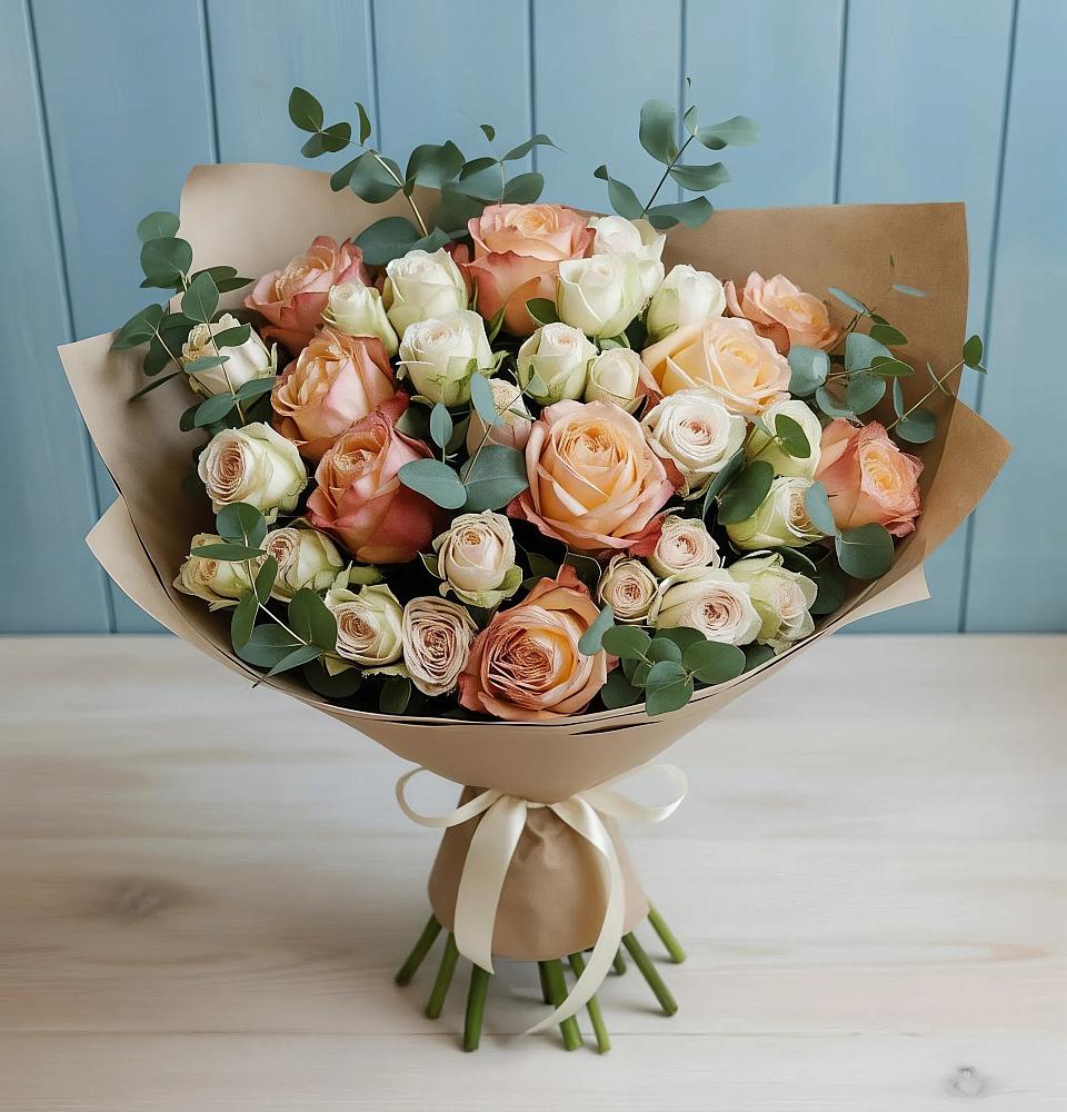 Букет цветов из: Альстромерии и Розы в Мариинском Посаде