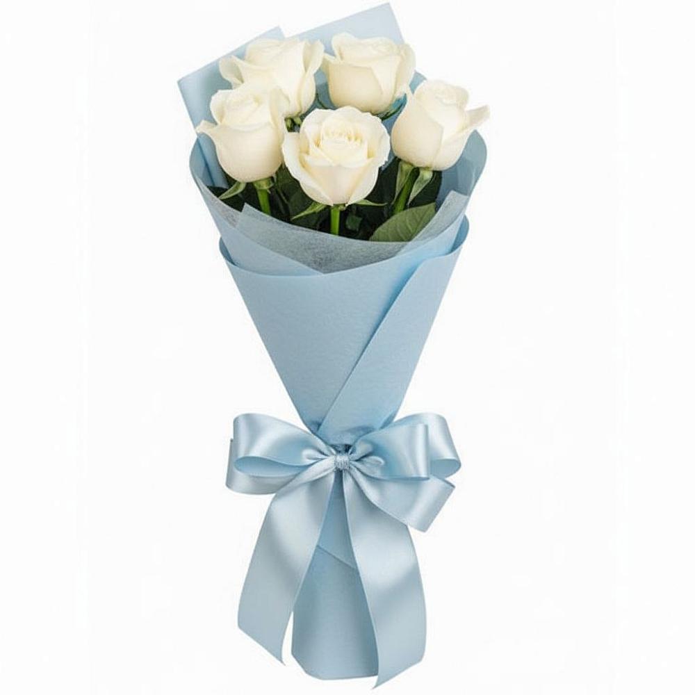 Букет 5 Белых роз Проуд в Мариинском Посаде