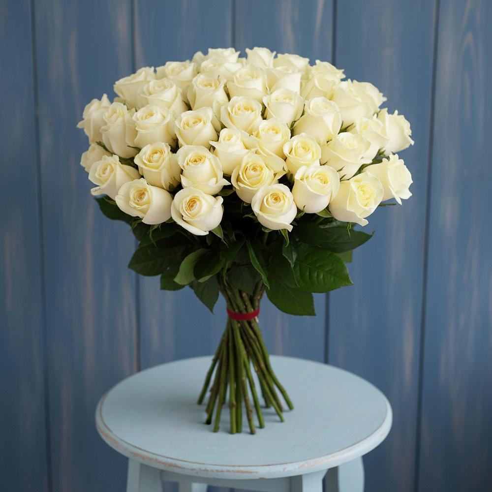 Букет 51 Белая роза Эдлесс Лав в Мариинском Посаде