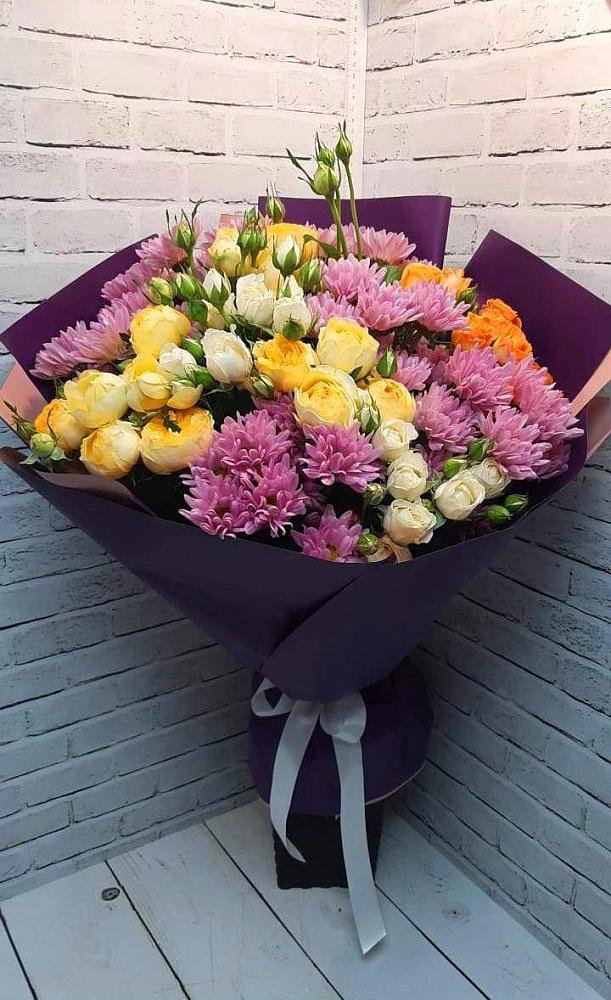 Букет цветов из: Хризантемы и Розы в Мариинском Посаде