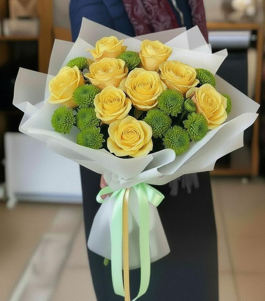 Букет цветов из: Хризантемы и Розы в Мариинском Посаде