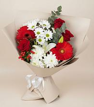 Букет цветов из:  Розы, Хризантемы, Герберы и Лилии #REPLACE_PRED# Мариинском Посаде