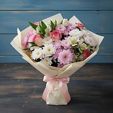 Букет цветов из:  Хризантемы, Альстромерии и Розы #REPLACE_PRED# Мариинском Посаде