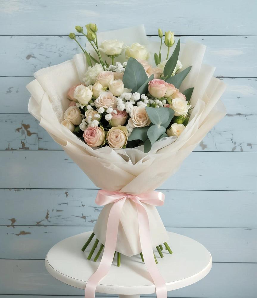 Букет цветов из: Розы и Лизиантусы в Мариинском Посаде