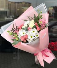 Букет цветов из:  Розы, Лизиантусы и Хризантемы в Мариинском Посаде