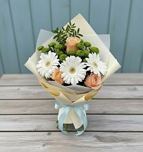 Букет цветов из:  Герберы, Розы и Хризантемы в Мариинском Посаде