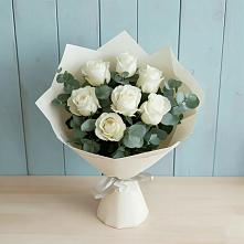Букет Белые розы в Эвкалипте в Мариинском Посаде